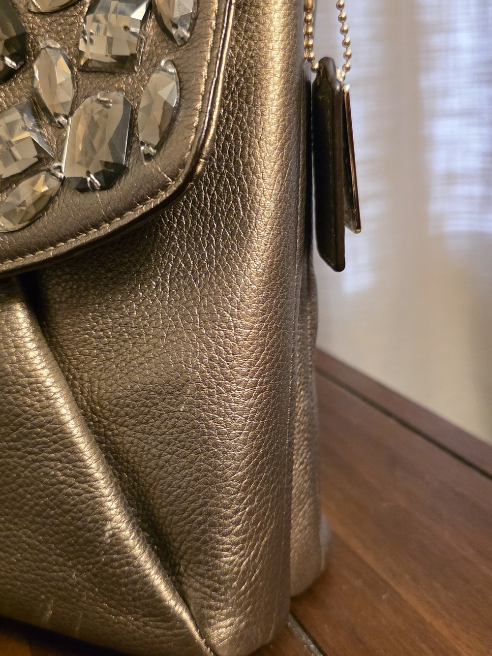 Coach NWT Jeweled Madison Flap Bronze Leather Shoulder Bag 26483 - Picture 12 of 12